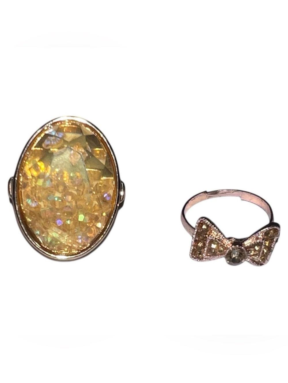 Orange Oval & bow ring set.